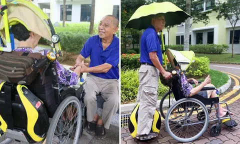 Elderly man builds special wheelchair to help calm dementia side effects on wife