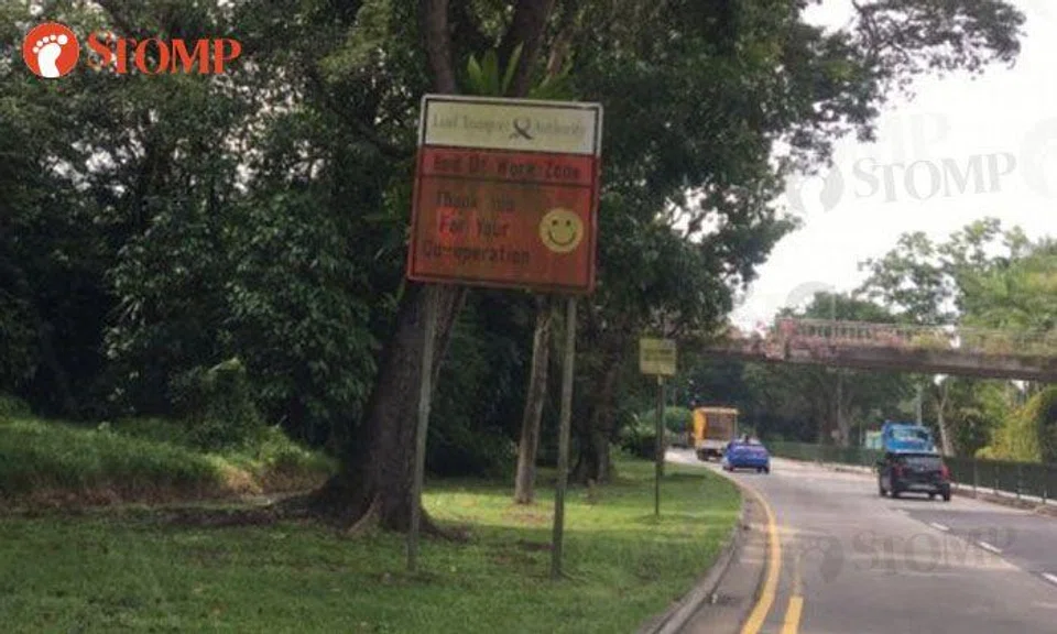Non-traffic-related sign with algae "no safety concern for motorist or pedestrian", says LTA