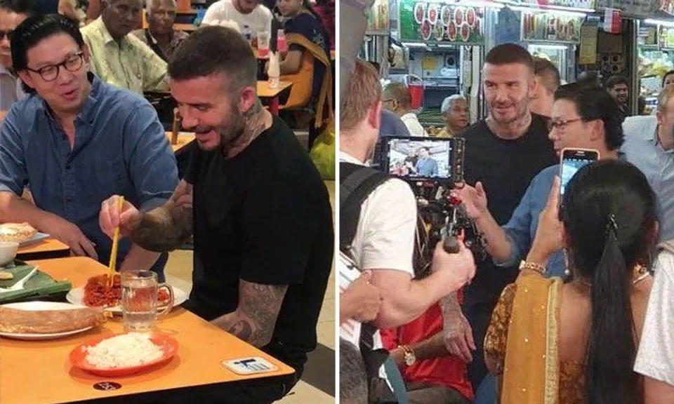 David Beckham drops by Tekka Market to enjoy a plate of mee goreng
