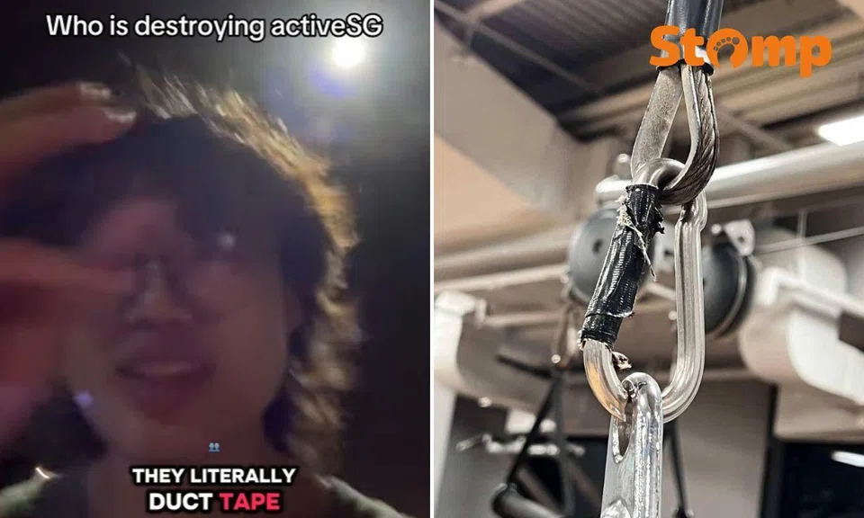 A gym-goer claimed that weightlifting belts are "banned" and cable machine attachments are duct-taped at some ActiveSG gyms. 