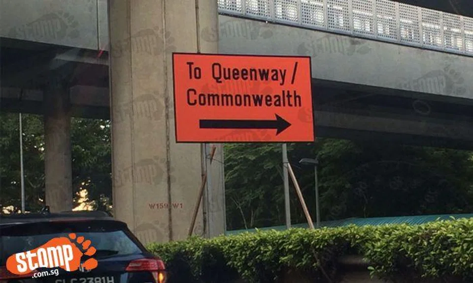 Whoever put up this road sign at Buona Vista only had one job -- and did not do it very well
