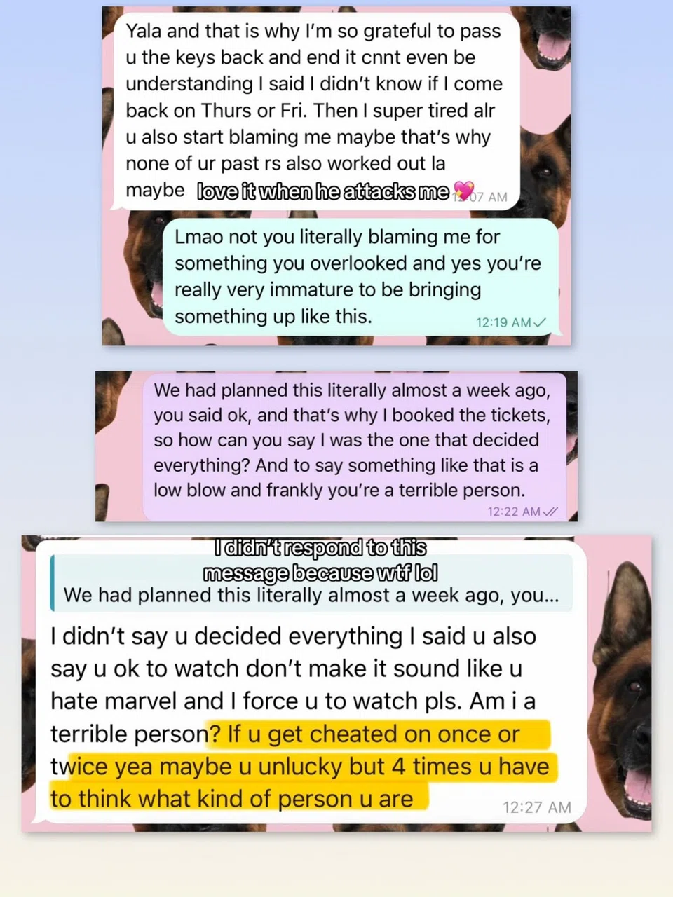 woman says boyfriend cheated with 2 other women, relationship drama
