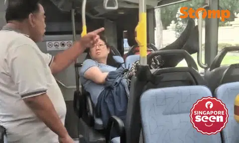 Man confronts woman for propping her feet up on bus, she retorts: 'No money lah you! No father mother!'