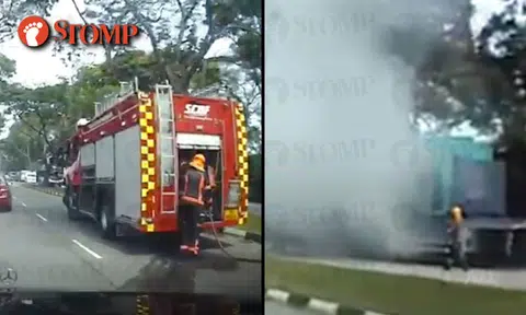 Bus catches fire along Xilin Avenue, causes traffic jam