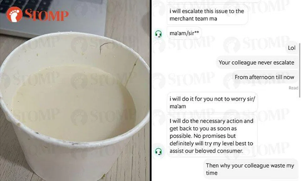 'Beloved consumer' frustrated by Grab agent's replies after finding hair in soup