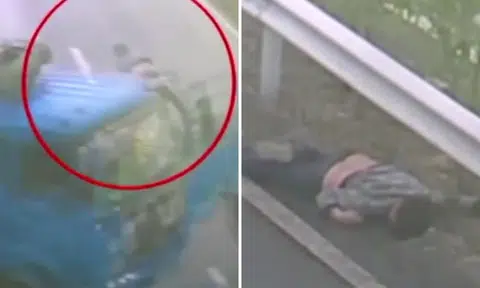 Driver miraculously survives after being flung from lorry that spun out of control on China expressway