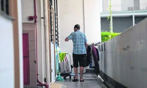 Mr Ridsdale spent almost two decades on the streets before moving into a Roman Catholic welfare home last August. The staff there helped him apply for public assistance. Photo by The Straits Times (Jamie Koh)