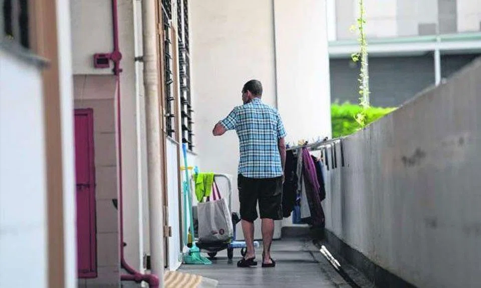 Mr Ridsdale spent almost two decades on the streets before moving into a Roman Catholic welfare home last August. The staff there helped him apply for public assistance. Photo by The Straits Times (Jamie Koh)