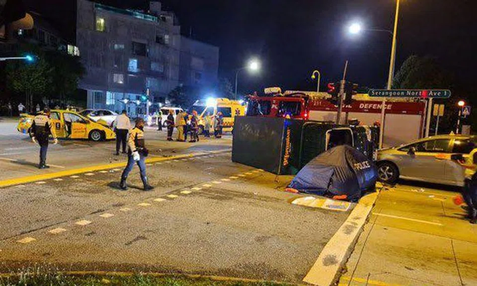 Lorry driver killed, 3 others injured in accident with taxi and car at Yio Chu Kang Road junction