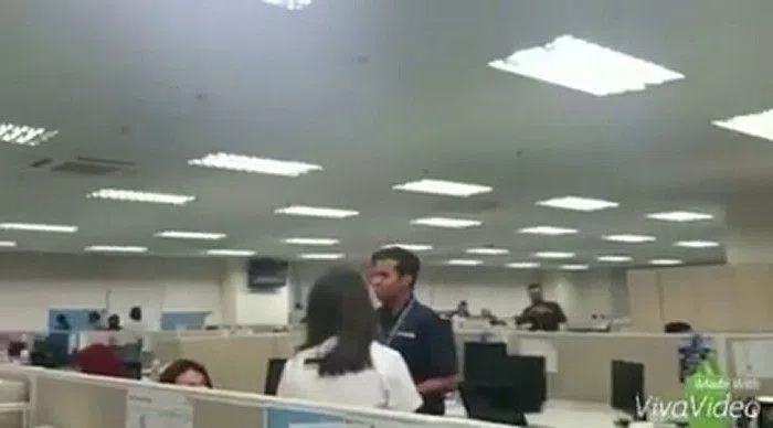 Office staff flee in horror as as wall and ceiling collapse during ...