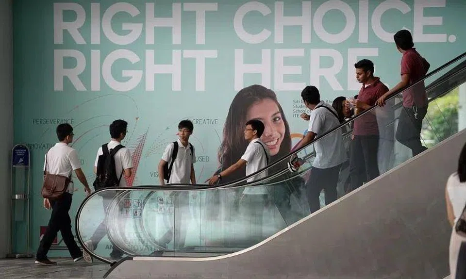 Students at ITE Central College campus located in Ang Mo Kio.