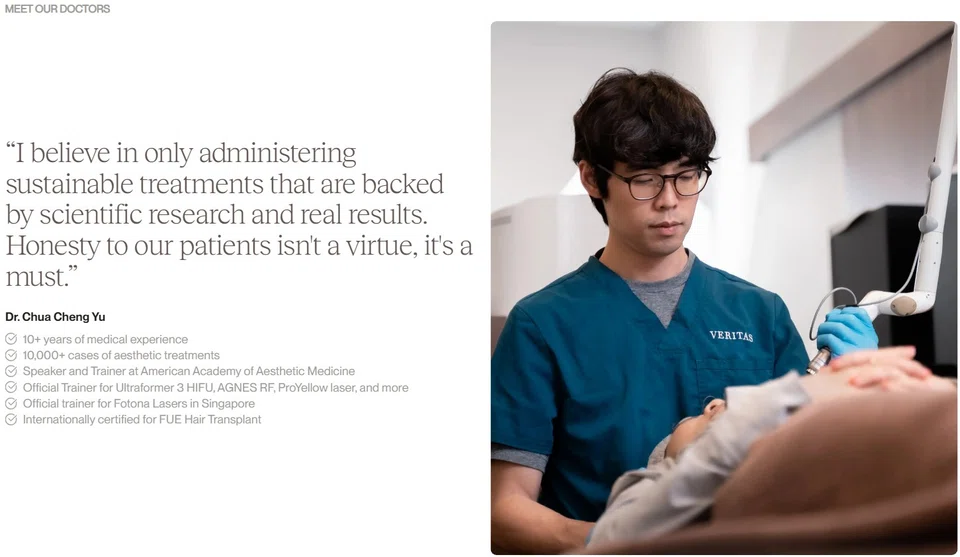 On Veritas Medical Aesthetics' website