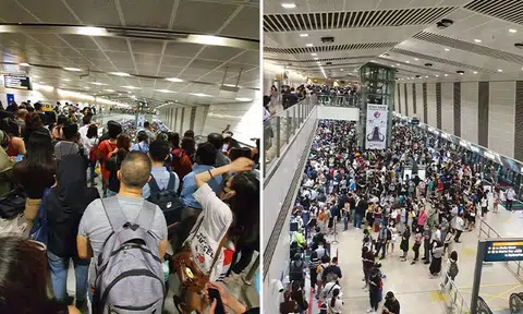 Huge crowd of commuters form at Bishan MRT Station after signal-related fault along Circle Line