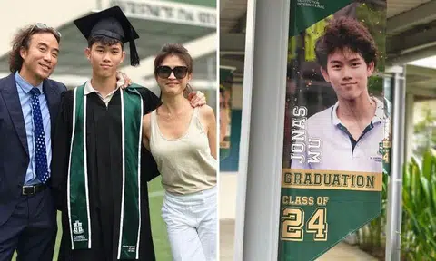 Good-looking parents Allan Wu and Wong Li Lin attend graduation of equally good-looking son