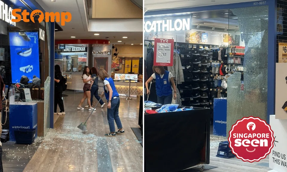 Glass panel shatters at Decathlon outlet in Velocity@Novena Square, passers-by 'in shock'