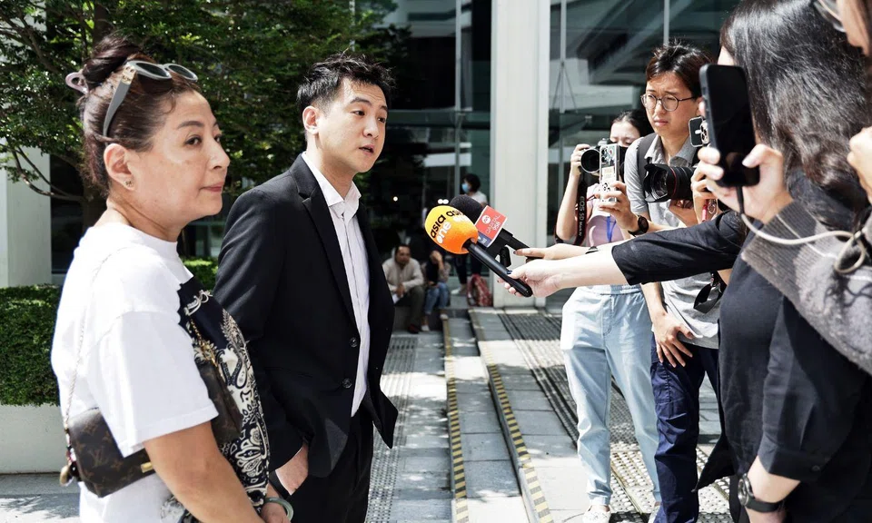 Ian Fang with his mother, Fang Pei Pei arrived at State Courts on June 16, 2025.