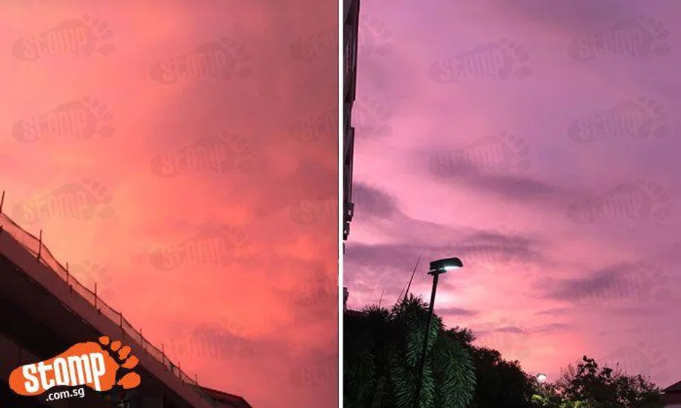 After the rain comes gorgeous pink and purple skies over Singapore