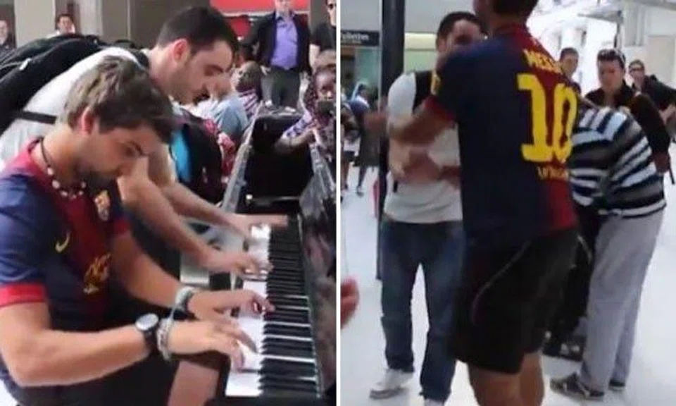 Two strangers meet at an airport -- and proceed to play piano together magnificently unplanned
