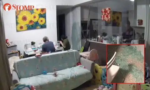 Video: Glass door shatters right in front of family in Bedok condo unit