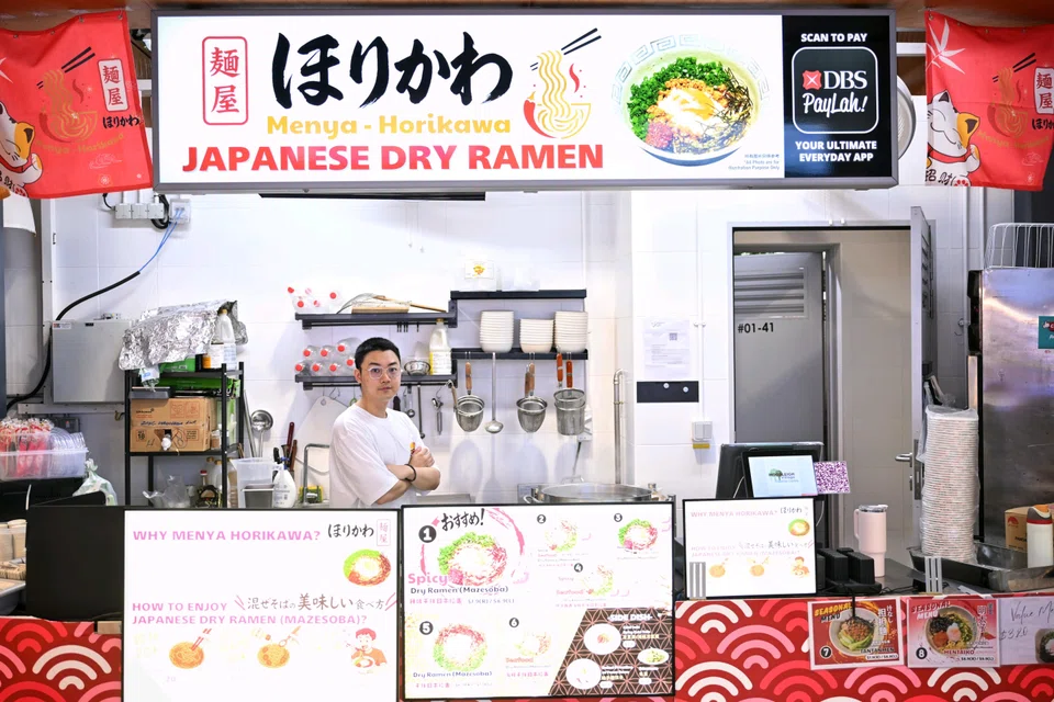 Mr Rick Tan runs hawker stall Menya Horikawa, which specialises in mazesoba.