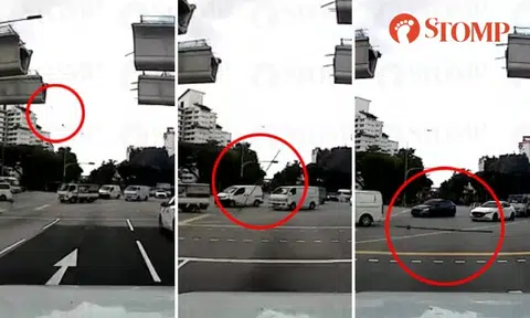 Long rod falls from unfinished elevated MRT track at Jurong junction, nearly lands on vehicles