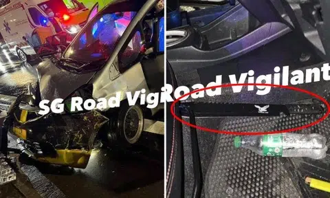Photos of the aftermath of the accident posted on Facebook show a grey Honda car with a crumpled bonnet against a kerb, with its licence plate on the ground. In one of the photos, a machete can be seen in the driver’s footwell.