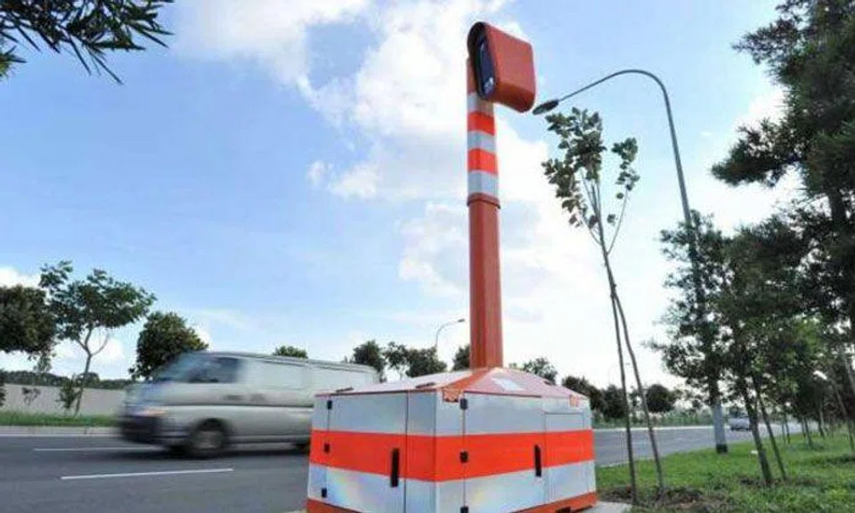 The mobile speed camera at Seletar Link. Koo Kwok En was given jail term and a fine for taking part in an illegal race along Seletar Link in May 2015. Photo: ST