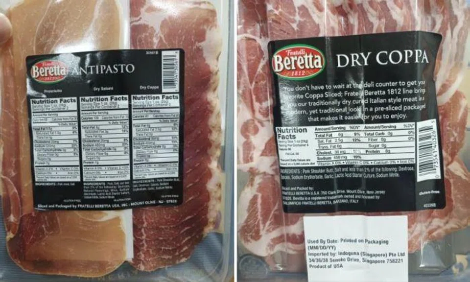 The Singapore Food Agency (SFA) has directed food importer, Indoguna, to recall its Beretta Antipasto and Beretta Coppa due to the possible presence of salmonella.