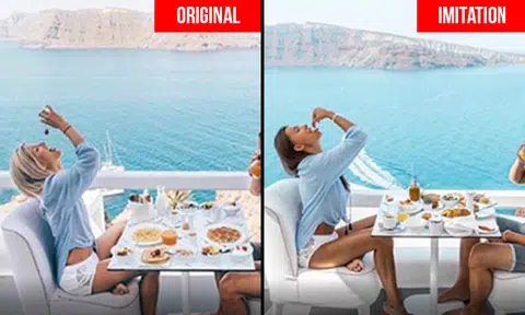 Copycat tracks travel blogger and recreates all her photos down to the finest details