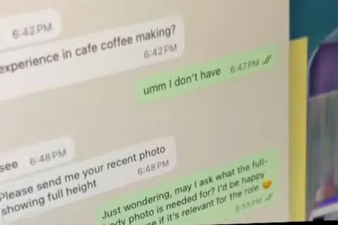 The applicant was applying for the role of a barista.