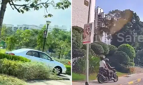 Why are people using cars and motorcycles on the pedestrian walkway?