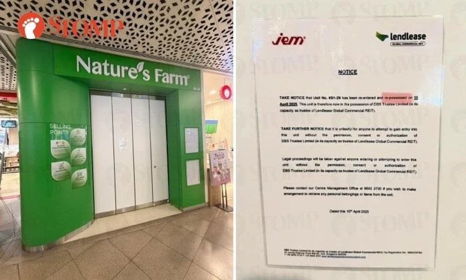 Nature's Farm outlet at Jem repossessed