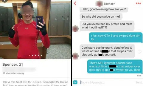 Girl goes ballistic on Tinder match just because he didn't read her profile
