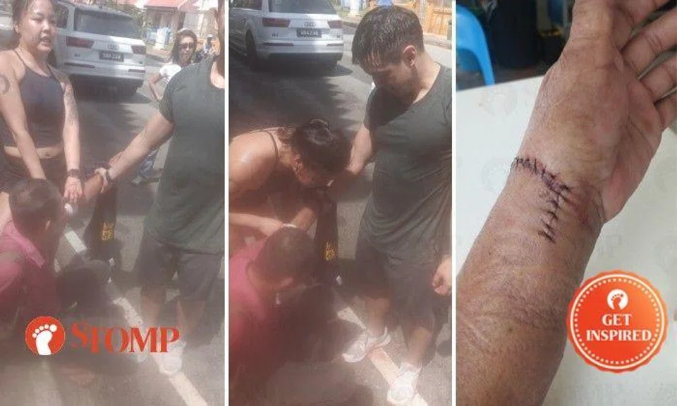 A man is grateful to a doctor who happened to pass by and stopped to help him when he was injured in Little India