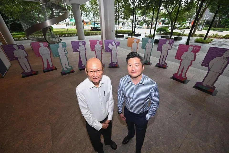 Historian Kua Bak Lim (left) and Singapore Chinese Cultural Centre chief executive officer Alvin Tan at the Singapore Chinese Cultural Centre on March 6.