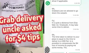 grabwalk rider requests $4 tip after hour long walk to deliver bubble tea