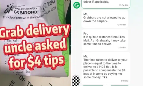 grabwalk rider requests $4 tip after hour long walk to deliver bubble tea