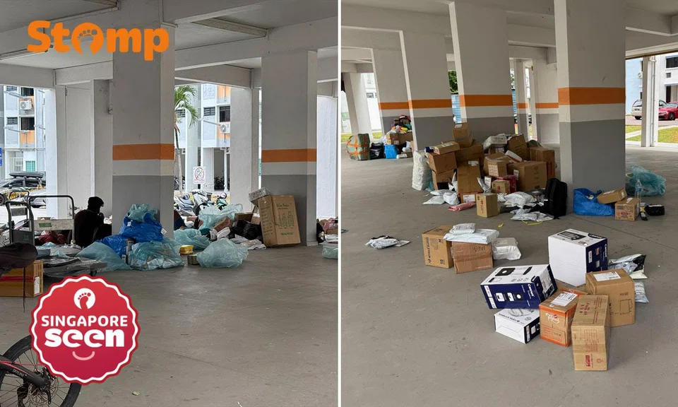 Parcel sorting at Bedok Reservoir void deck