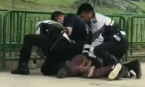 Man allegedly drives into lorry, punches policeman -- then flees after flashing middle finger