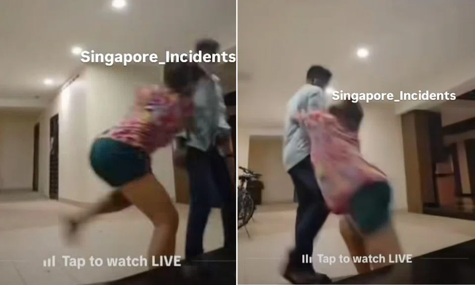 livestream captures couple quarrelling and fighting at HDB void deck 