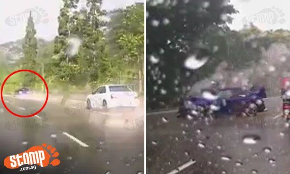 Were they racing? Driver lands himself in accident after speeding in the rain with another