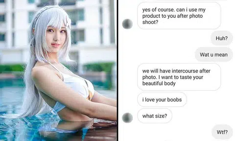 Singapore 'photographer' asks Malaysian cosplayer to pose with sex toys, tells her he wants to 'taste her body'