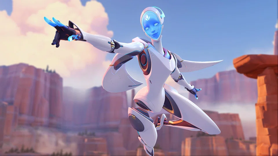 In the fictional universe of the Overwatch video games, Echo is a robot created by a Singaporean scientist, who has adopted her creator's speech and mannerisms.
