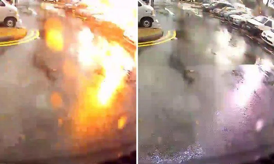 Video captures incredible moment when lightning strikes tree at Sim Lim Tower carpark