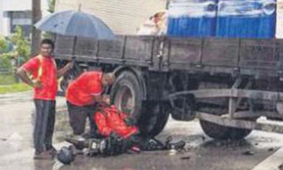 Motorcyclist dies after getting pinned under lorry in Tuas: Fourth fatal crash this week