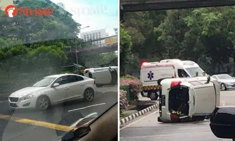 Car flips over in accident along Havelock Road after Friday afternoon shower
