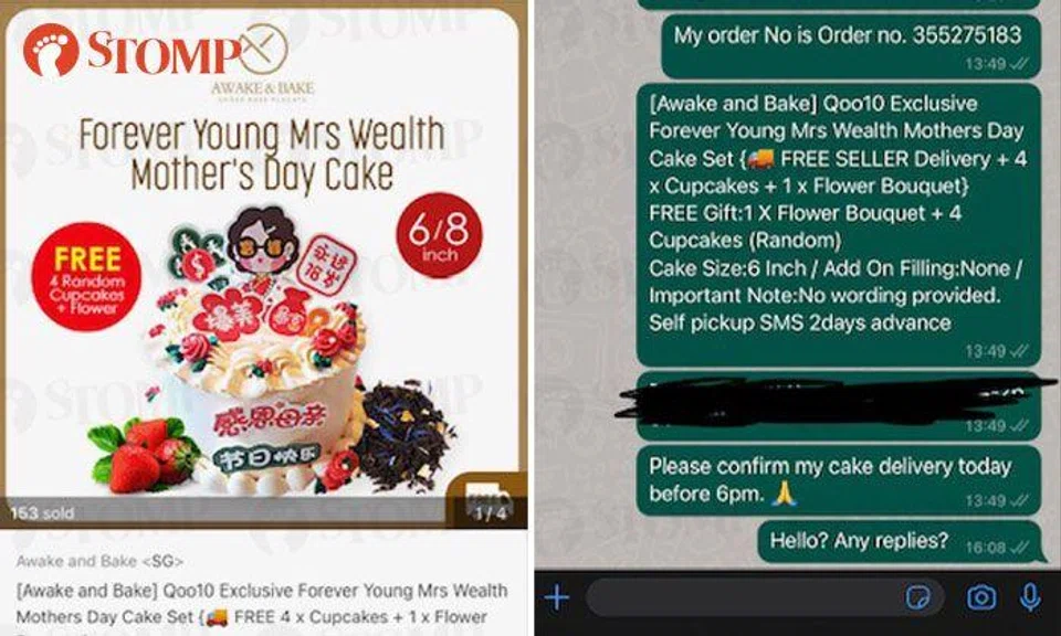 Mother's Day ruined: Qoo10 seller goes MIA after woman orders cakes for mother and mother-in-law