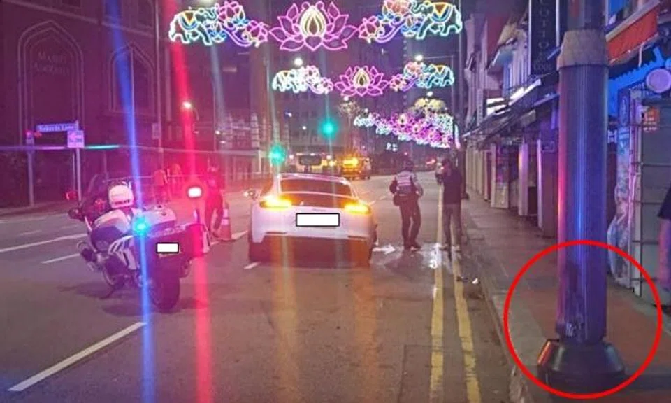  a 48-year-old man was driving a Porsche along Serangoon Road when he collided into a lamp post.