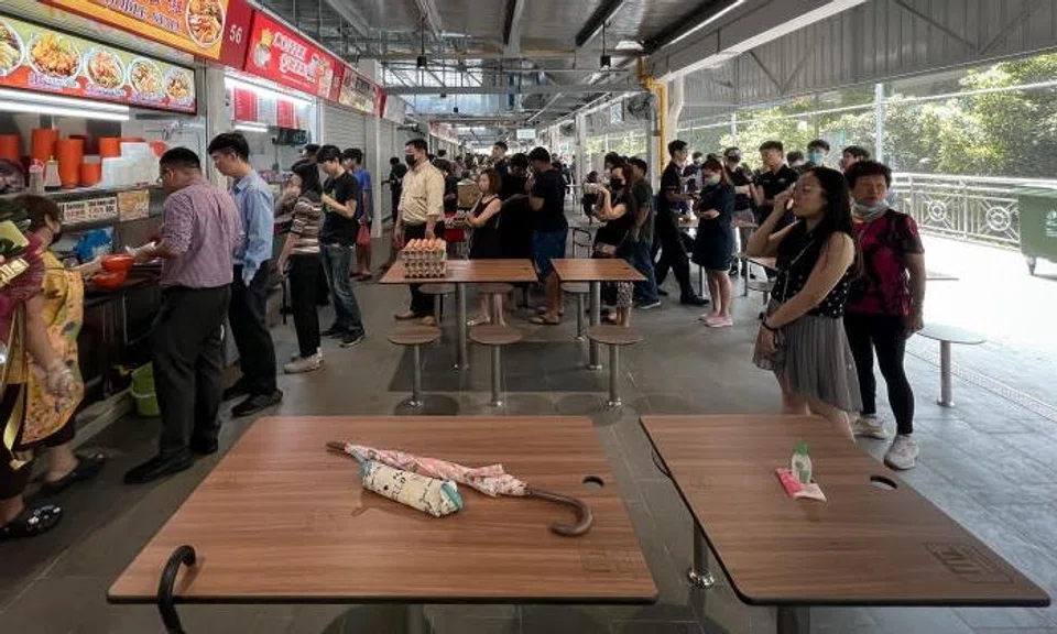 Items used to reserve seats in 'chope-free' zones of hawker centres will be confiscated? False, says NEA