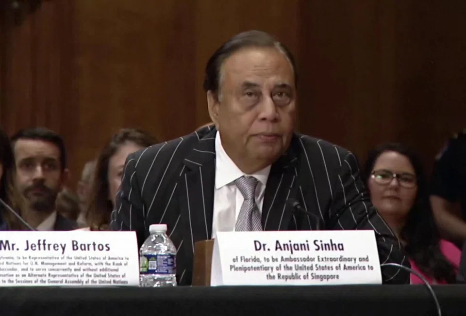 Dr Anjani Sinha speaking during his nomination hearing before the 22-member Senate Foreign Relations Committee at the Capitol Hill on July 9.